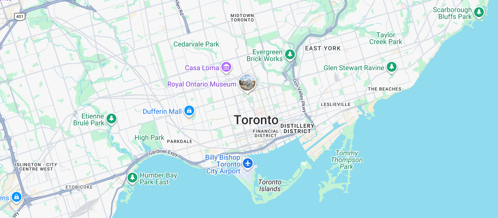 Map of Downtown Toronto clinic area