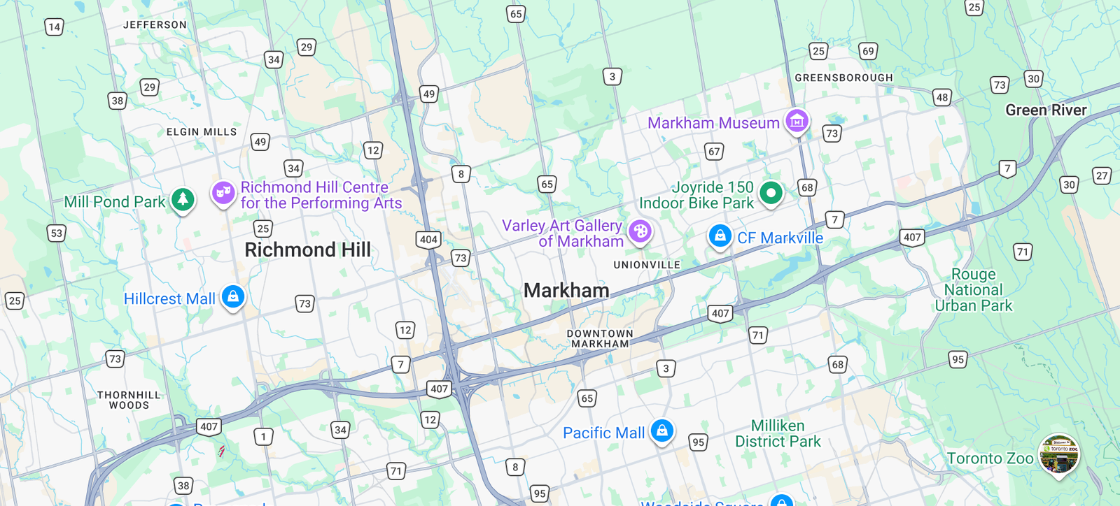 Map of Markham clinic area