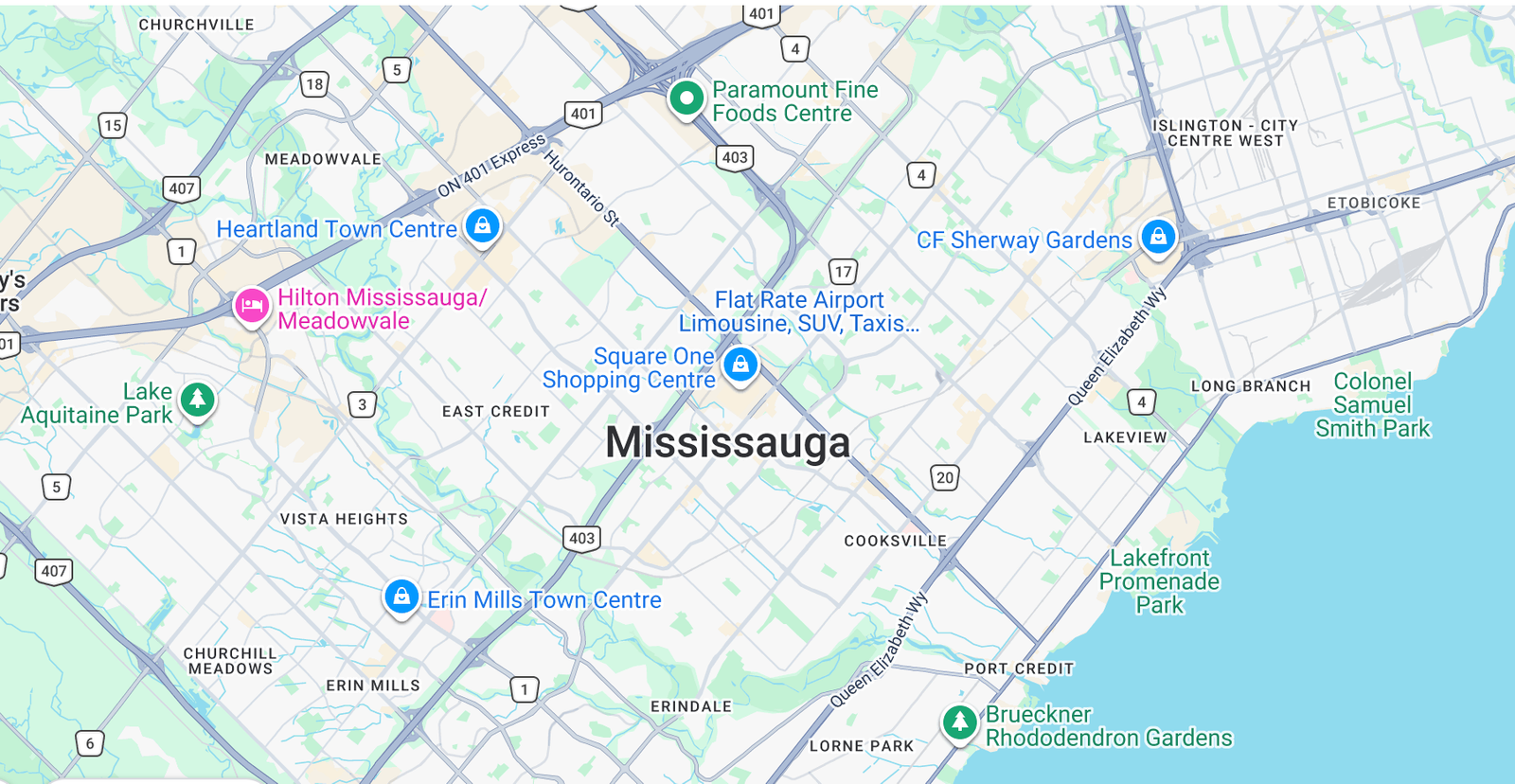 Map of Mississauga clinic area