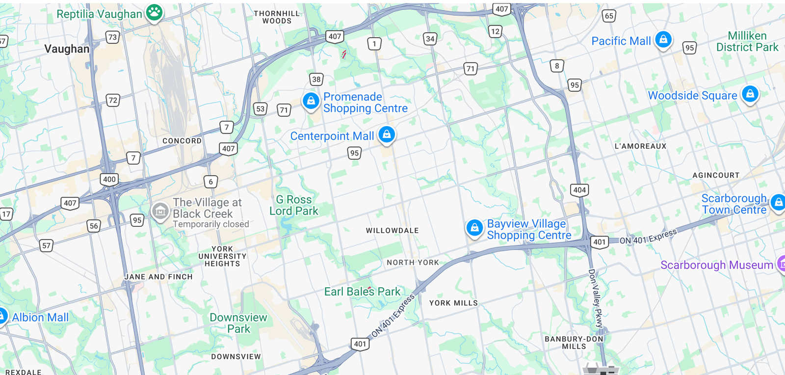 Map of North York clinic area